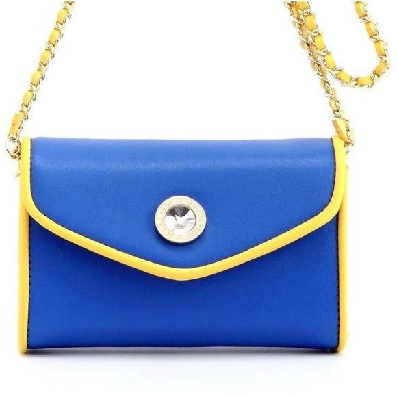 SCORE! Eva Designer Crossbody Clutch- Royal Blue and Gold Yellow