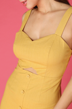 Sweetheart Button Down Skirt Linen Dress