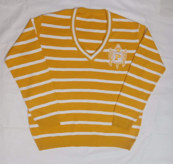 Philo Striped V-Neck Knit Sweater