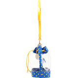 SCORE! Clear Sarah Jean Designer Crossbody Polka Dot Boho Bucket Bag- Royal Blue & Yellow Gold