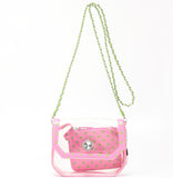 SCORE! Chrissy Small Designer Clear Crossbody Bag - Pink and Green