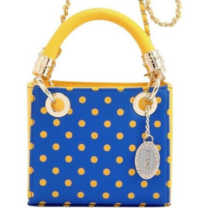 SCORE! Jacqui Classic Top Handle Crossbody Satchel - Royal Blue and Yellow Gold