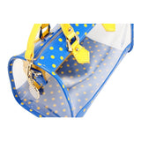 SCORE! Moniqua Large Designer Clear Crossbody Satchel - Imperial Royal Blue and Yellow Gold